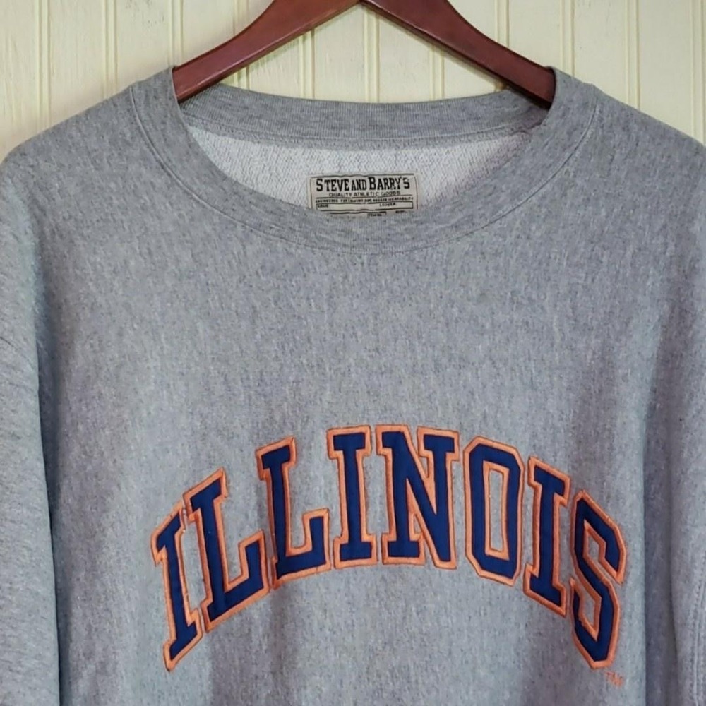 Illinois Fighting Illini Sweatshirt Mens XL Gray NCAA College Steve & Barry's